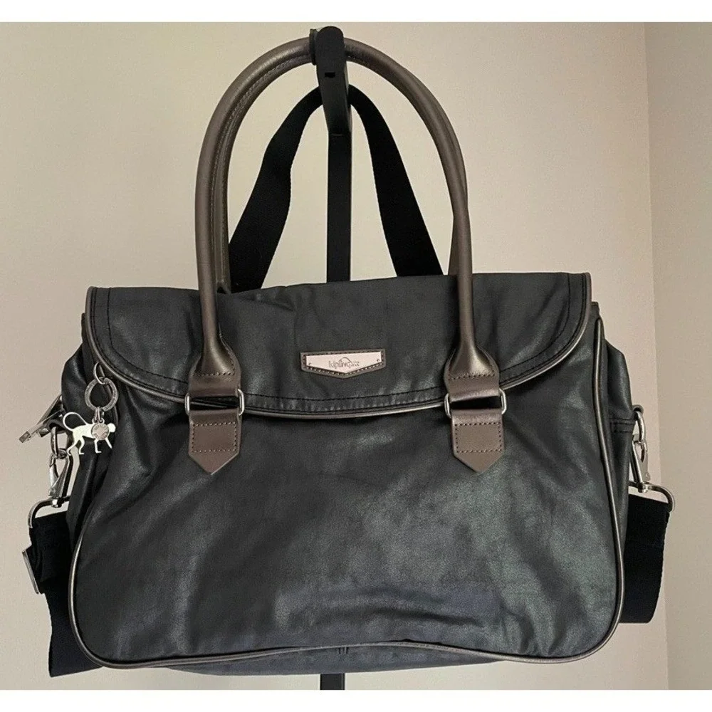 Kipling Superwork S City LM Night Metal Laptop Work Bag Leather Trim NWT